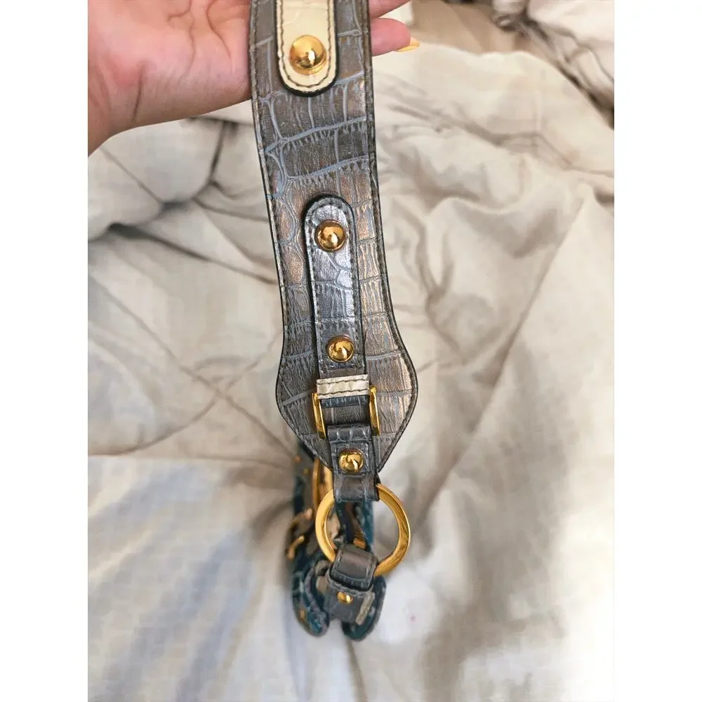 Guess RARE Y2K Vintage Shoulder Bag Monogram Denim Hardware Embellished Archive